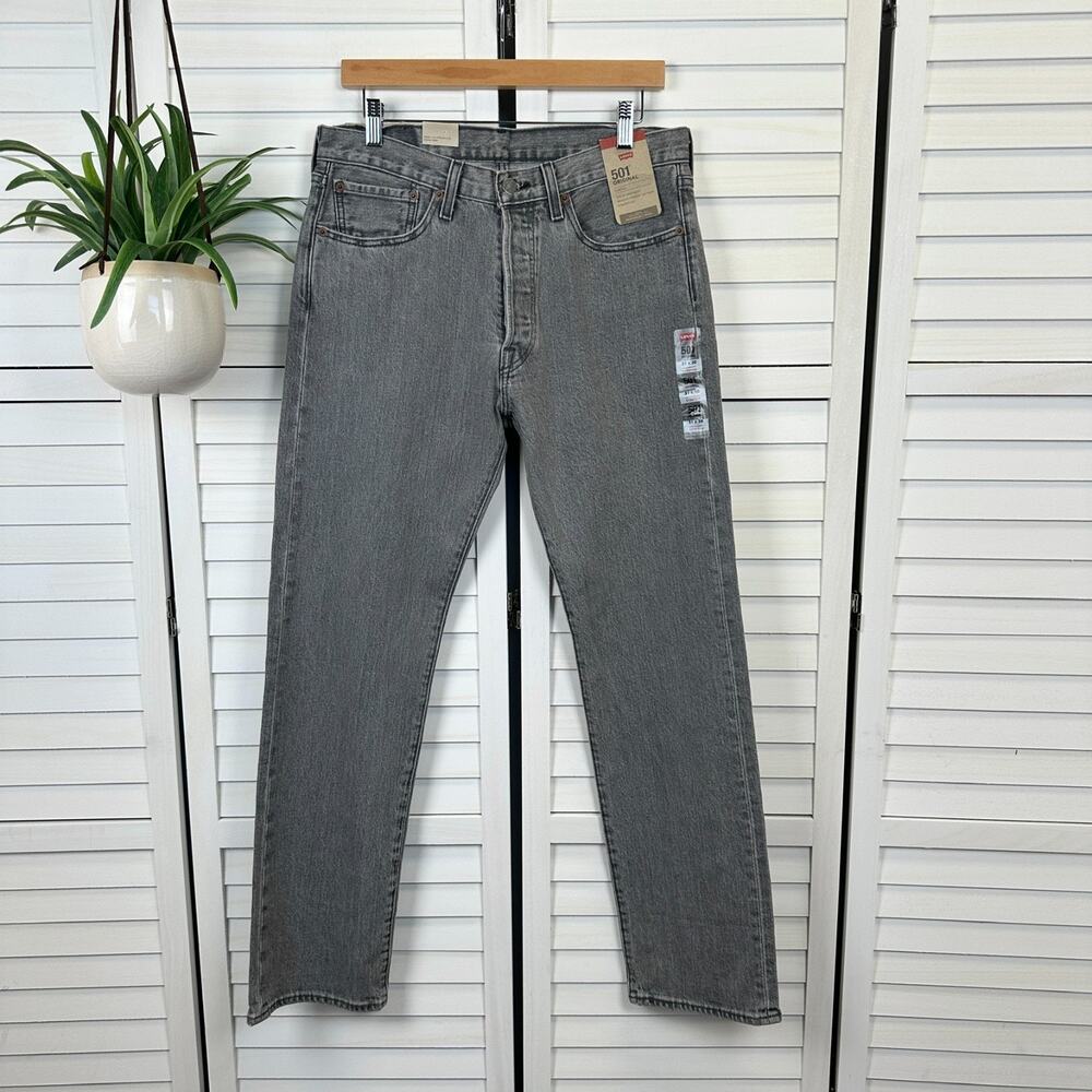 New Levis 501‎ Original Button Fly Jeans Gray Wash Straight Leg Mens Size 31x30